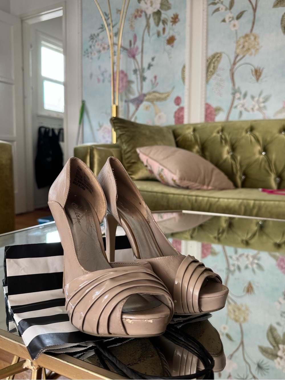 Nude Peep-Toe High Heel Pumps